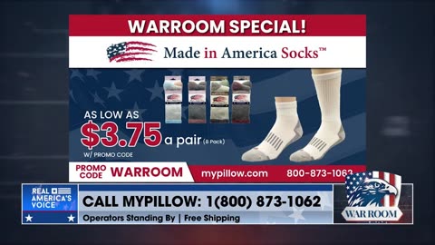 Get Your WarRoom Special Made In America Socks At mypillow.com/warroom