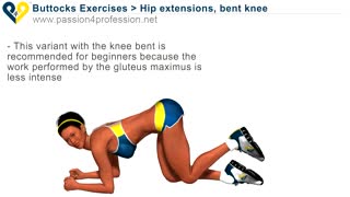 Hip & Buttocks exercise - HIP flexor - thigh exercise for woman: Hip extensions, bent knee