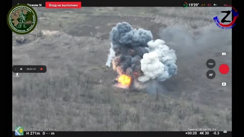 A burning Ukrainian BMP-1 takes off into the air. Area of ​​the village of Pyatikhatki .