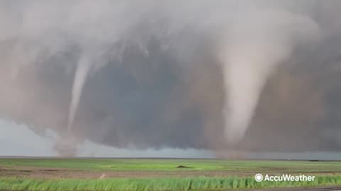 Rare Twin tornados swirl