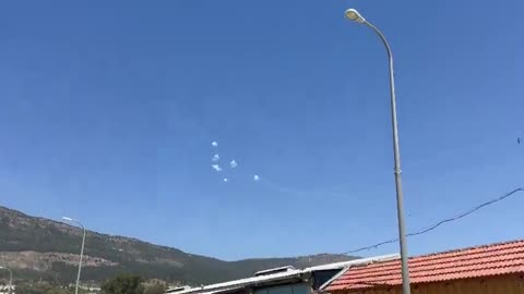 Several Iron Dome interceptions seen over the Margaliot area in northern Israel.