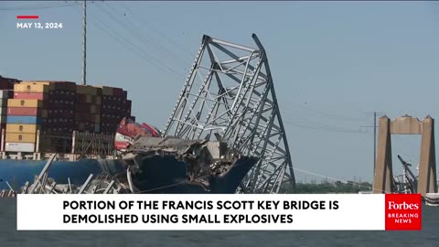 JUST IN- A Portion Of The Francis Scott Key Bridge Is Demolished Using Small Explosives
