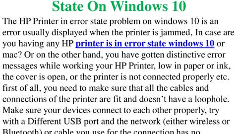 How To Fix HP Printer In Error State On Windows 10