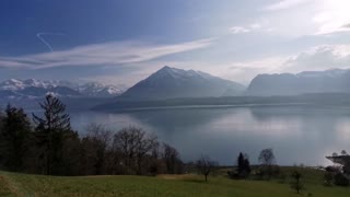 View on Buetiful Lake in Switzerland with Alps