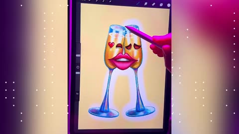 🥂+👄 Drawing tutorial: how to draw a combination of emojis😍 Art In Procreate🥰