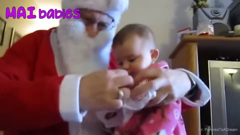 Funny Babies Reaction to Meeting Santa for the first time