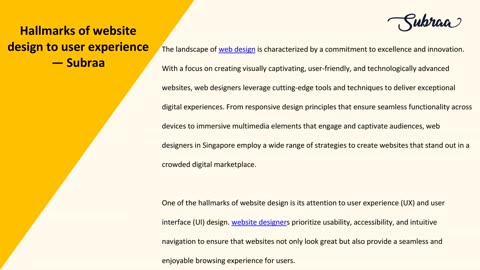 Hallmarks of website design to user experience — Subraa
