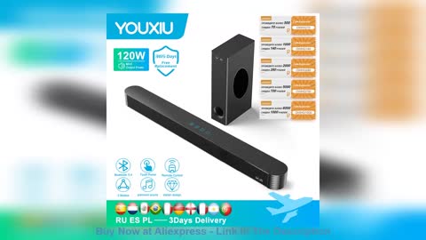 ☄️ 120W Bluetooth Soundbar with Subwoofer Bluetooth Speaker for TV Bass 3D Stereo Surround Sound