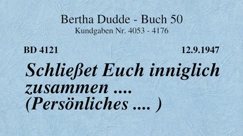 BD 4121 - SCHLIESSET EUCH INNIGLICH ZUSAMMEN (PERSÖNLICHES) ....