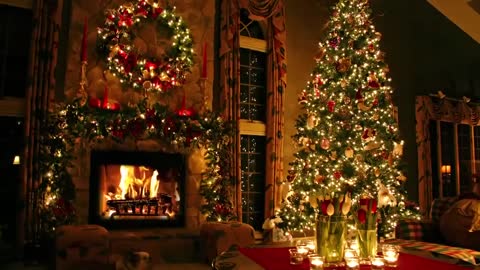 2 Hours of The Best Classic Christmas Songs with fireplace and beautiful background