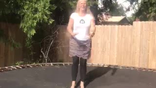 Trampoline Rips During Mom's Trick Video