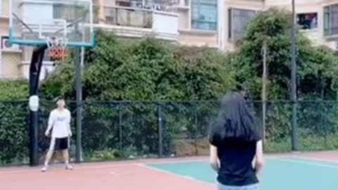 Chinese girl with 3 balls challenge.
