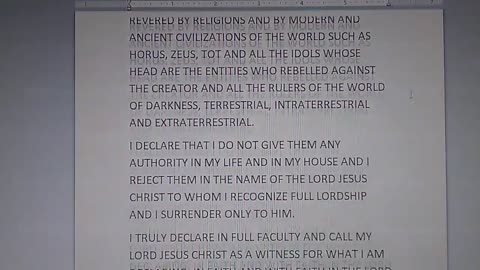 DECLARATION OF REJECTION... LIBERATION FROM EVIL ENTITIES