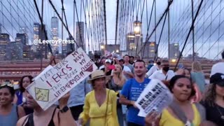 F Joe Biden protest on Brooklyn Bridge