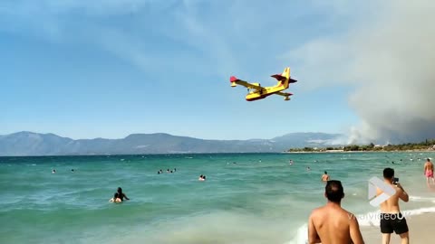 Firefighting Canadairs flyover