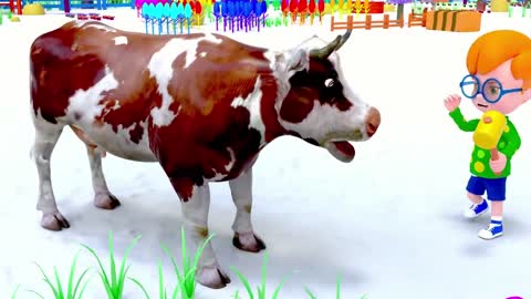 BABY CATCHING WILD COW | Animals Cartoon for Kids | Play with Wild Animals