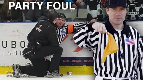 Hockey Ref Gets Hit in Nuts with Full Beer Can