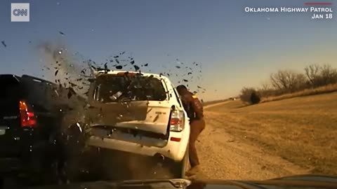 Dashcam captures highway crash involving Oklahoma trooper