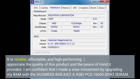 DUOMEIQI 8GB Kit(2 X 4GB) Pc3-10600 1333Mhz ddr3-Overview