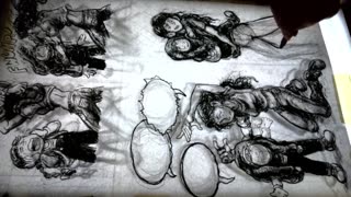 Art Timelapse: Charcoal art for page 131