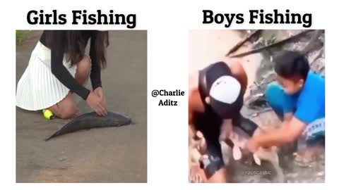 Girls Fishing Vs Boys Fishing !! Memes #viralmeme #meme