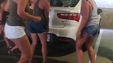 Girl Power Pushes Poorly Parked Car