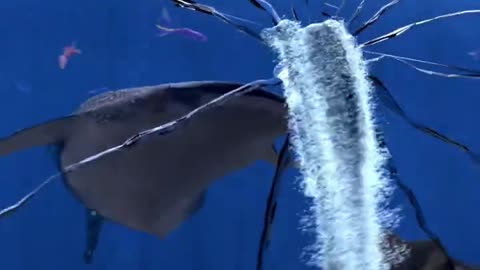 Whale shark breaks glass at aquarium