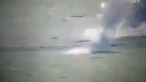 A Russian tank running over multiple Ukrainian mines