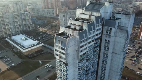 Drone discovers toilet on a roof of a building