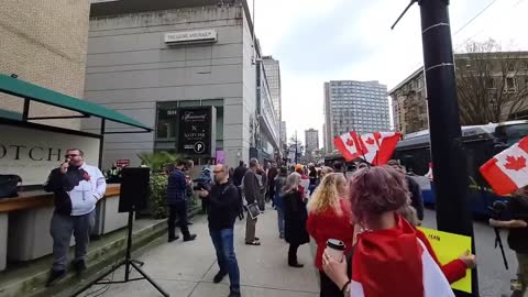 Freedom protestors were outside the Fairmont Hotel in Vancouver while Trudeau attended a fundraiser
