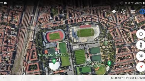 Fiorentina fc stadium _ Google Earth 3D maps _ perfect italy stadiums