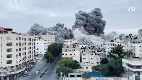 High rise buildings in Ghaza collapsed due to Israel attack