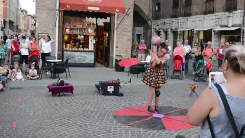 Funny Man Doing Street Performance - Clown / Juggling / Acrobatics