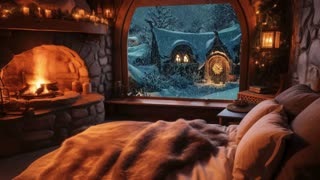 1 Hour Sleep Escape: Enchanting Snowy Retreat with Fireplace Fire Light Wind Sounds and Custom ASMR