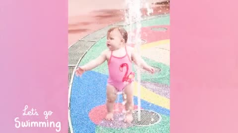 Funny Babies Playing With Water