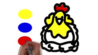 Drawing and Coloring for Kids - How to Draw Chicken (Hen)