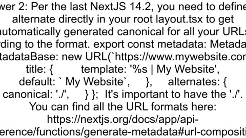 How to set canonical tag in Nextjs 13