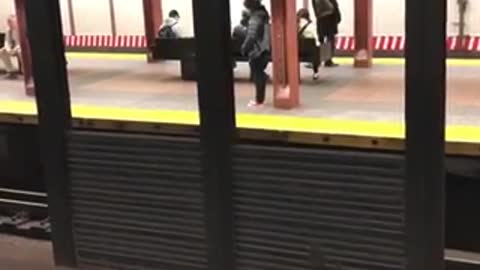 Man yells out loud and talks to himself in subway station
