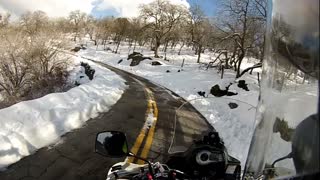 Motorcycle ride in the snow