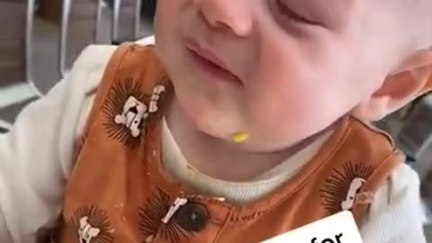 Funny babies eating lemon for the first time