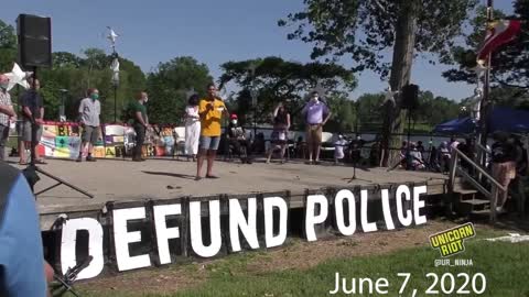 Mpls. Councilmember says she didn't know stage said "DEFUND POLICE"