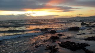 The Beautiful Calming Irish Sea against the Snowdonia National Park Backdrop : 4K