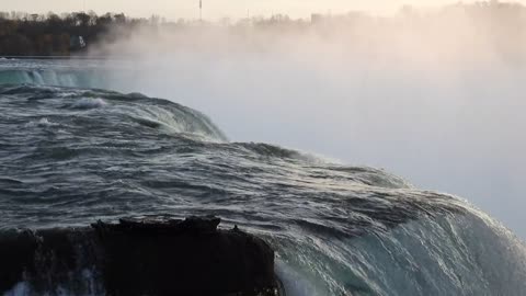 The Niagara Falls In A Close-up Video