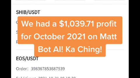 Matt Bot AI | $1,039.71 Profit for October 2021