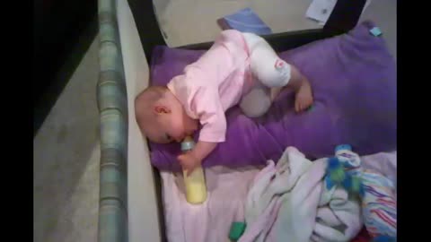 Baby hilariously goes to sleep on command
