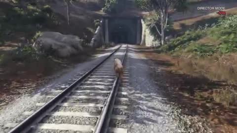 GTA 5 Director Mode: Cougar Gets Hit by Train