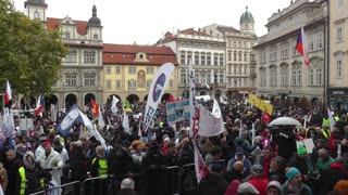 Záznam odborové demonstrace v Praze