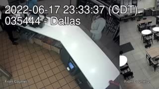 Security camera footage shows a Taco Bell employee throwing hot boiling water on a women