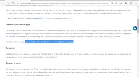 Anvisa: Links para registro de casos não funciona