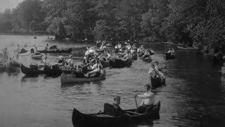 Canoeing On The Charles River, Boston, Massachusetts (1904 Original Black & White Film)